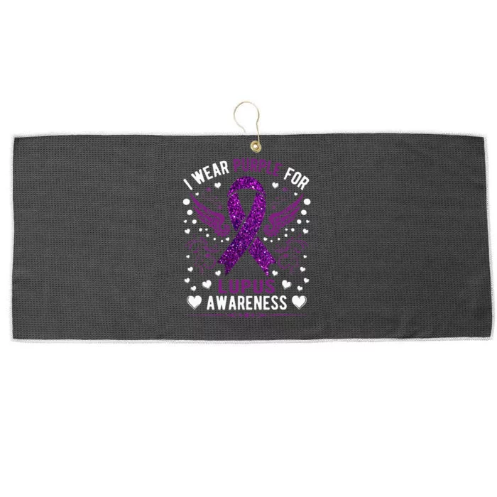 I Wear Purple For Lupus Awareness Large Microfiber Waffle Golf Towel