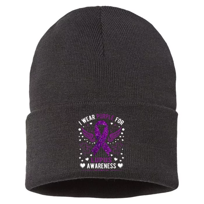 I Wear Purple For Lupus Awareness Sustainable Knit Beanie