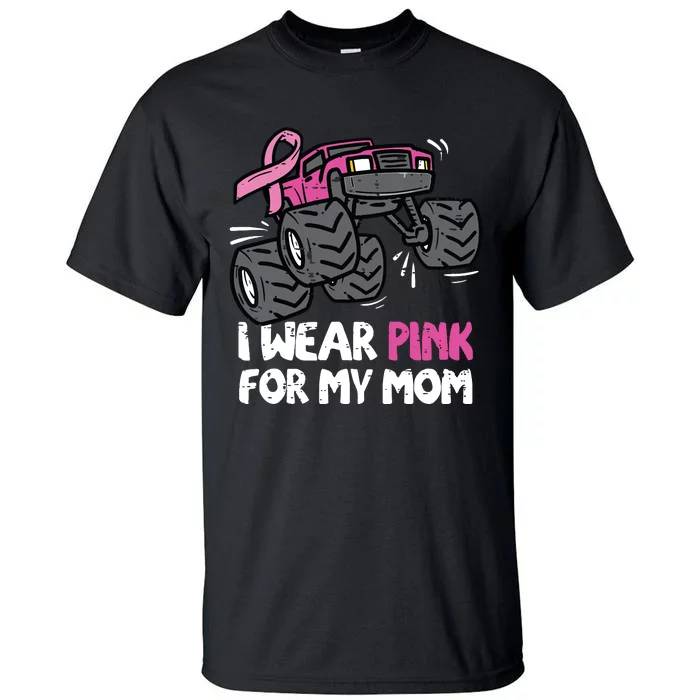 I Wear Pink For My Mom Monster Truck Breast Cancer Kids Boy Tall T-Shirt