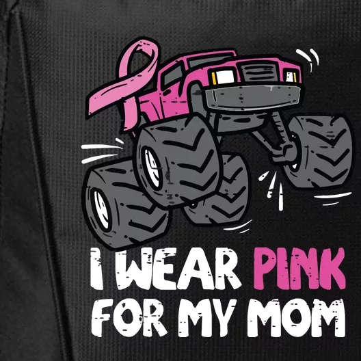 I Wear Pink For My Mom Monster Truck Breast Cancer Kids Boy City Backpack