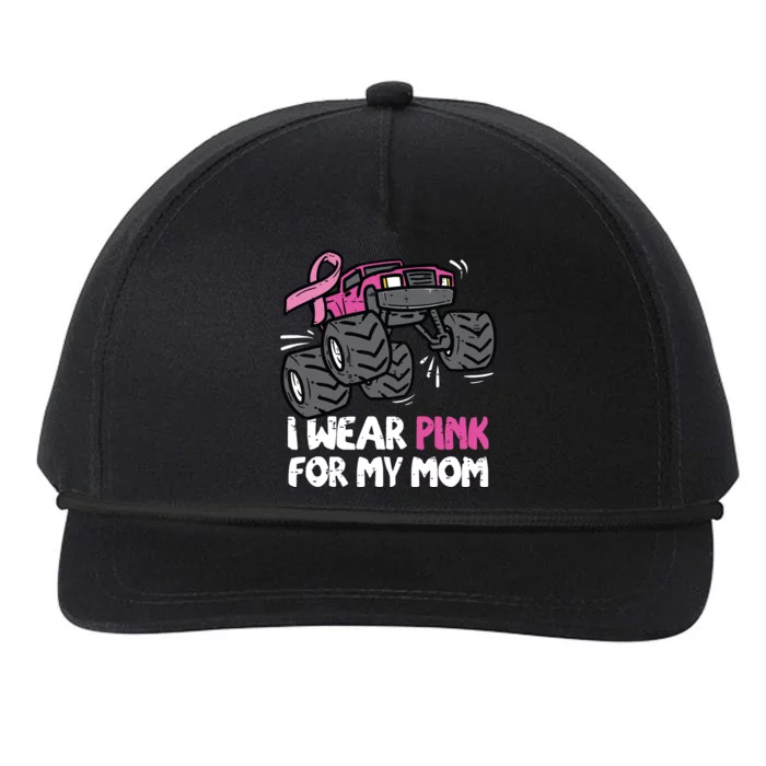 I Wear Pink For My Mom Monster Truck Breast Cancer Kids Boy Snapback Five-Panel Rope Hat