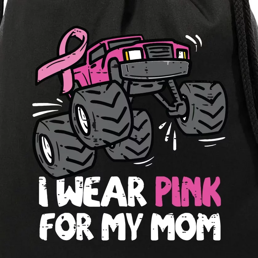 I Wear Pink For My Mom Monster Truck Breast Cancer Kids Boy Drawstring Bag