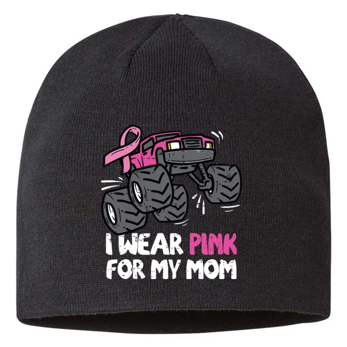 I Wear Pink For My Mom Monster Truck Breast Cancer Kids Boy 8 1/2in Sustainable Knit Beanie