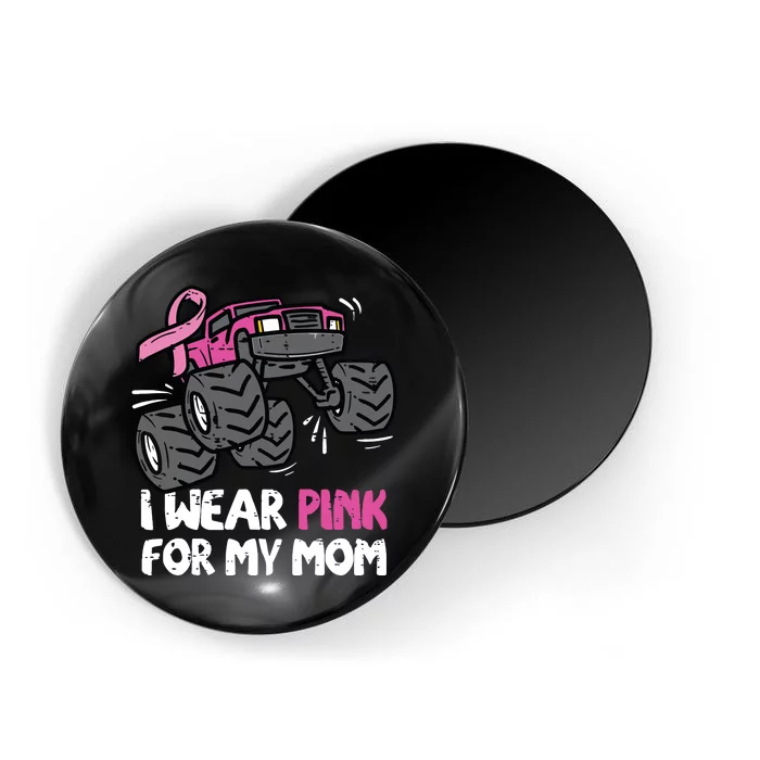 I Wear Pink For My Mom Monster Truck Breast Cancer Kids Boy Magnet