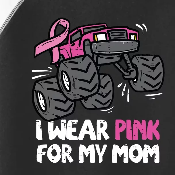 I Wear Pink For My Mom Monster Truck Breast Cancer Kids Boy Toddler Fine Jersey T-Shirt