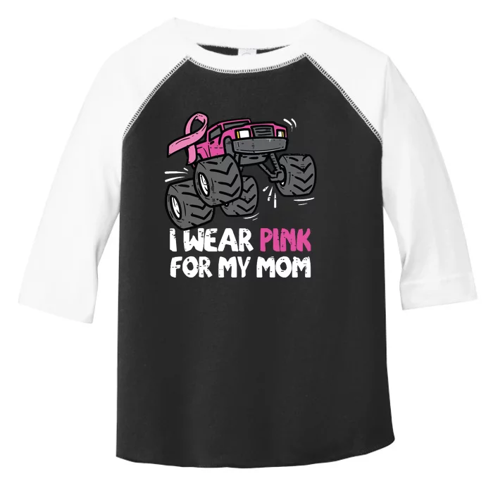 I Wear Pink For My Mom Monster Truck Breast Cancer Kids Boy Toddler Fine Jersey T-Shirt