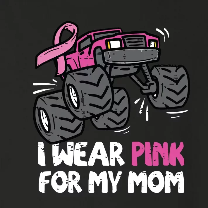 I Wear Pink For My Mom Monster Truck Breast Cancer Kids Boy Toddler Long Sleeve Shirt