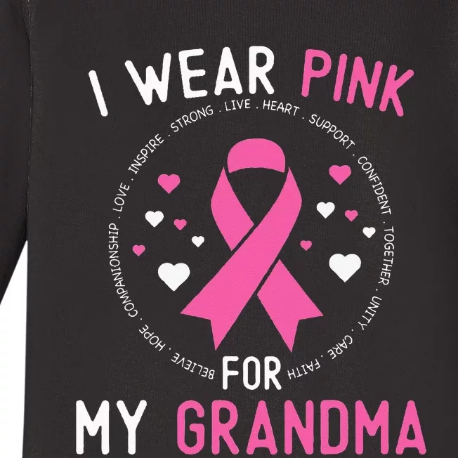 I Wear Pink For My Grandma Breast Cancer Awareness Support Baby Long Sleeve Bodysuit