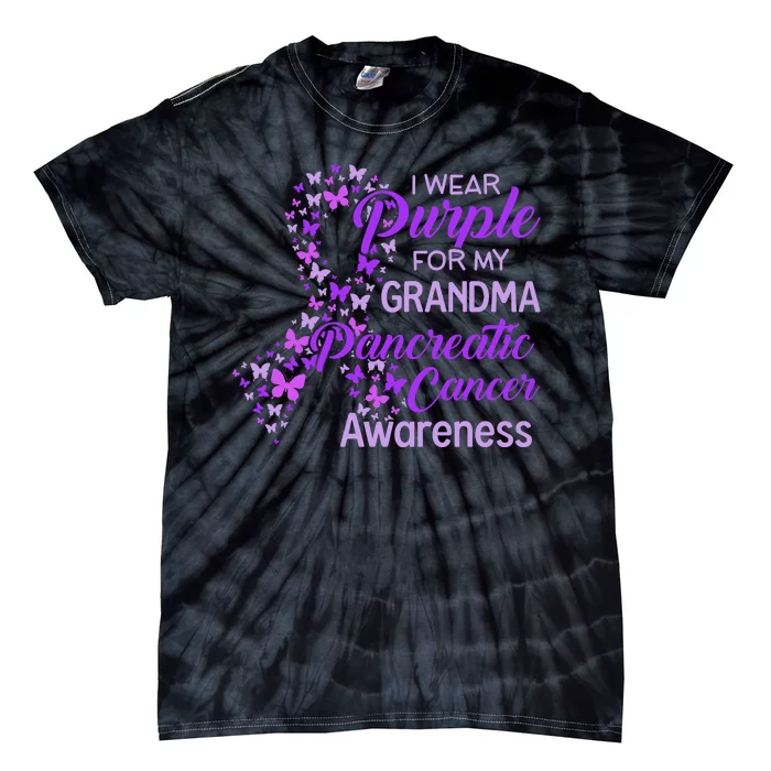 I Wear Purple For My Grandma Pancreatic Cancer Awareness Tie-Dye T-Shirt