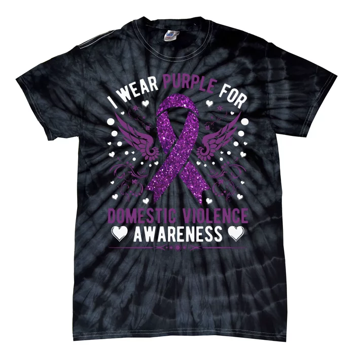 I Wear Purple For Domestic Violence Tie-Dye T-Shirt