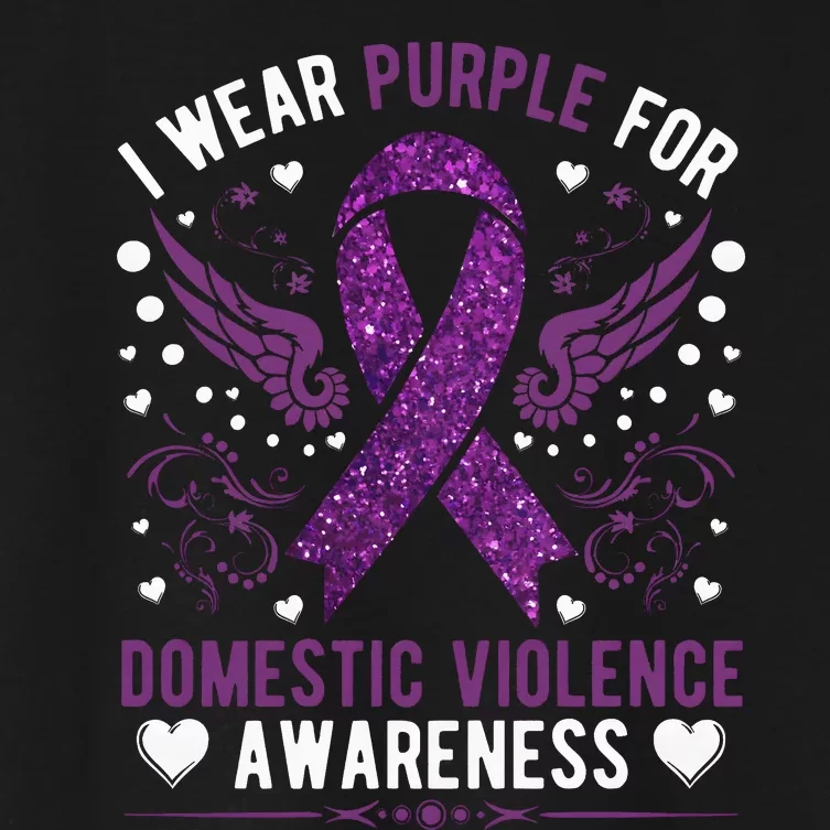 I Wear Purple For Domestic Violence Women's Crop Top Tee