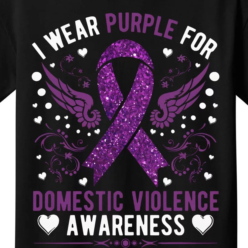 I Wear Purple For Domestic Violence Kids T-Shirt