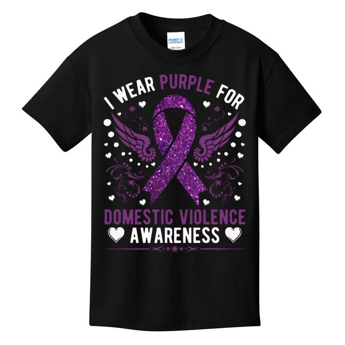 I Wear Purple For Domestic Violence Kids T-Shirt