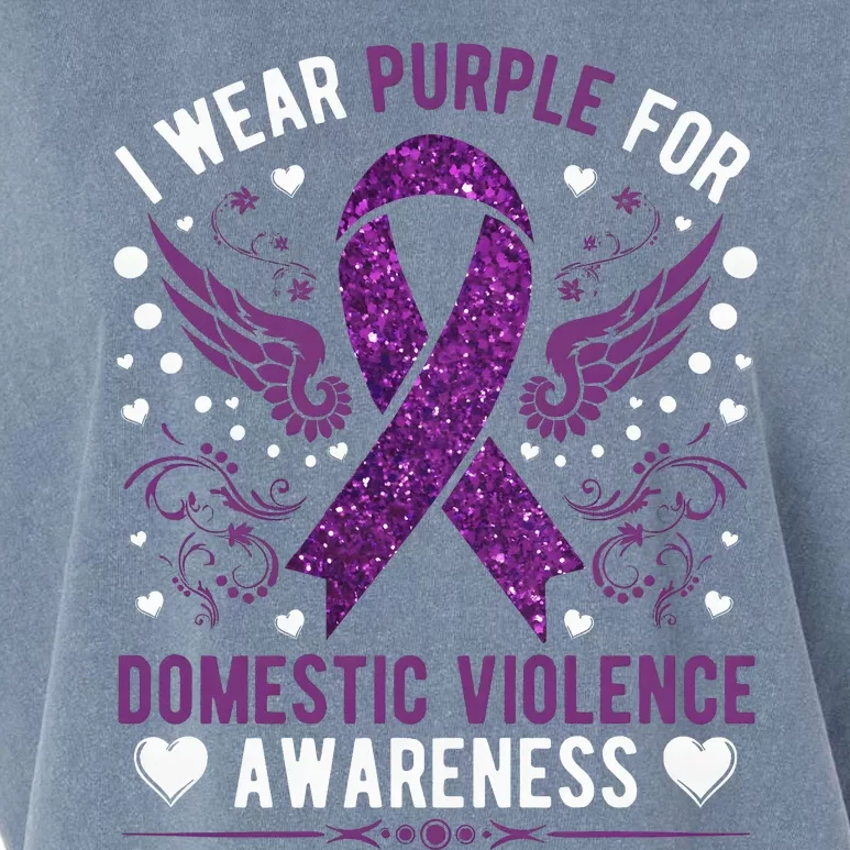 I Wear Purple For Domestic Violence Garment-Dyed Women's Muscle Tee