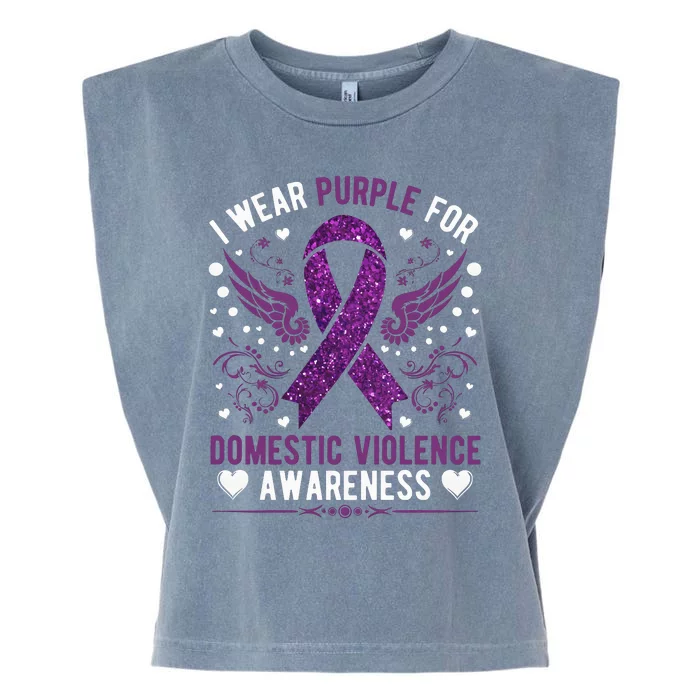 I Wear Purple For Domestic Violence Garment-Dyed Women's Muscle Tee