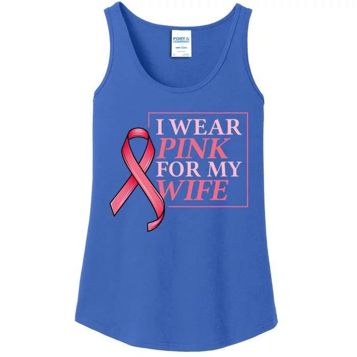 I Wear Pink For My Wife I Husband Breast Cancer Support Great Gift Ladies Essential Tank