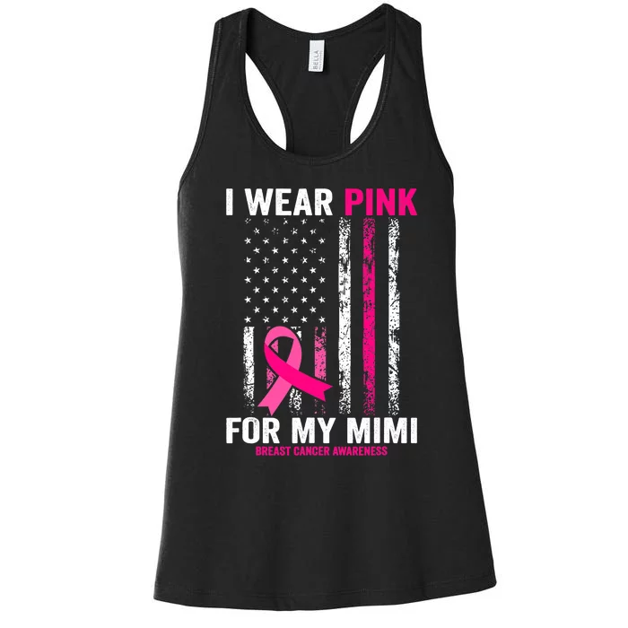 I Wear Pink For My Mimi Pink Ribbon Breast Cancer Awareness Women's Racerback Tank