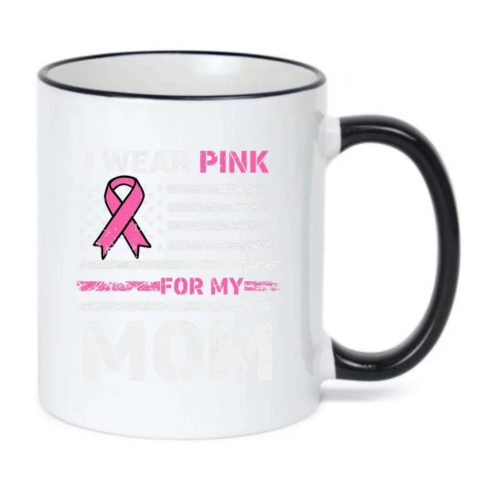 I Wear Pink For My Mom America Flag Breast Cancer Awareness Black Color Changing Mug