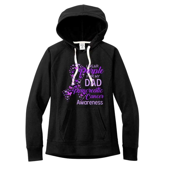 I wear Purple for my Dad Pancreatic Cancer Women's Fleece Hoodie