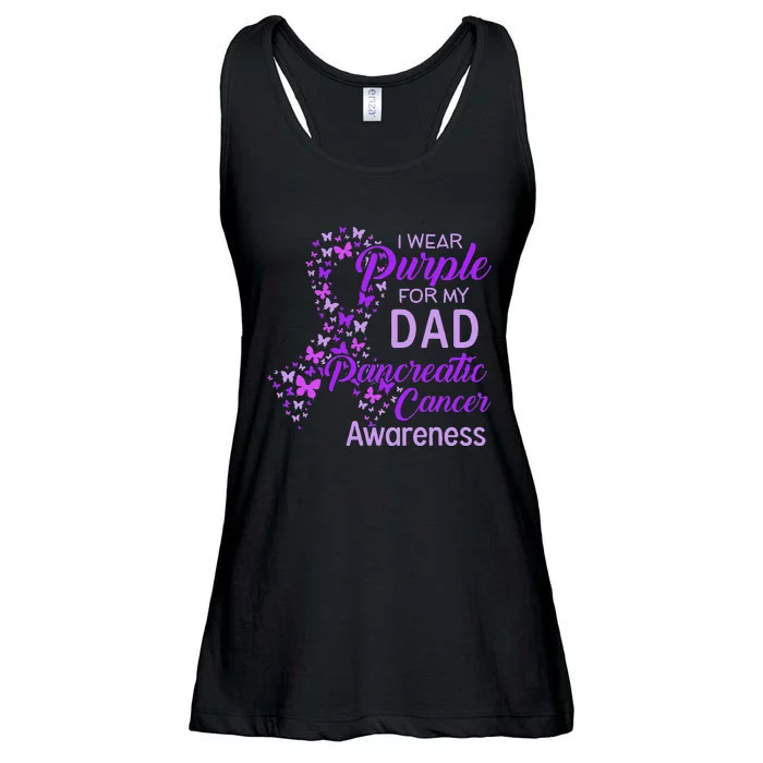 I wear Purple for my Dad Pancreatic Cancer Ladies Essential Flowy Tank