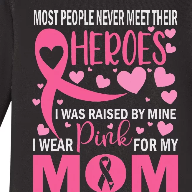 I Wear P.I.N.K For My Mom Breast Cancer Awareness Baby Long Sleeve Bodysuit