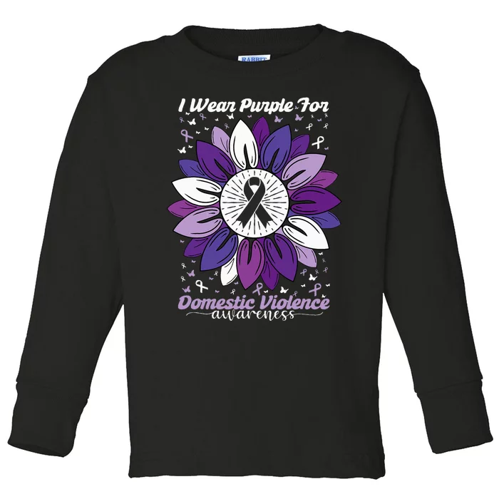 I Wear Purple For Domestic Violence Awareness Month Toddler Long Sleeve Shirt