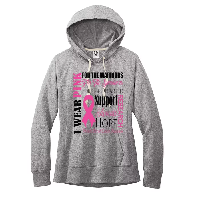 I Wear Pink For Warriors Breast Cancer Awareness Support Women's Fleece Hoodie