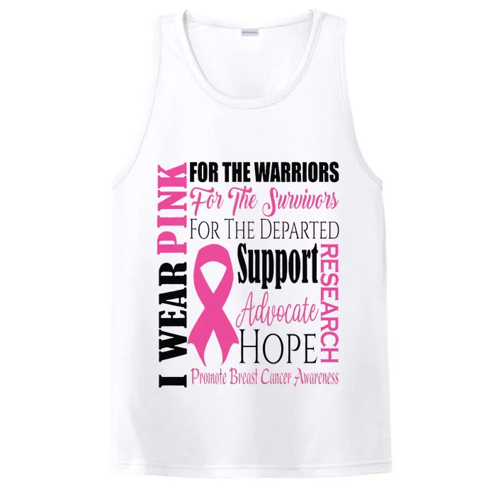 I Wear Pink For Warriors Breast Cancer Awareness Support Performance Tank