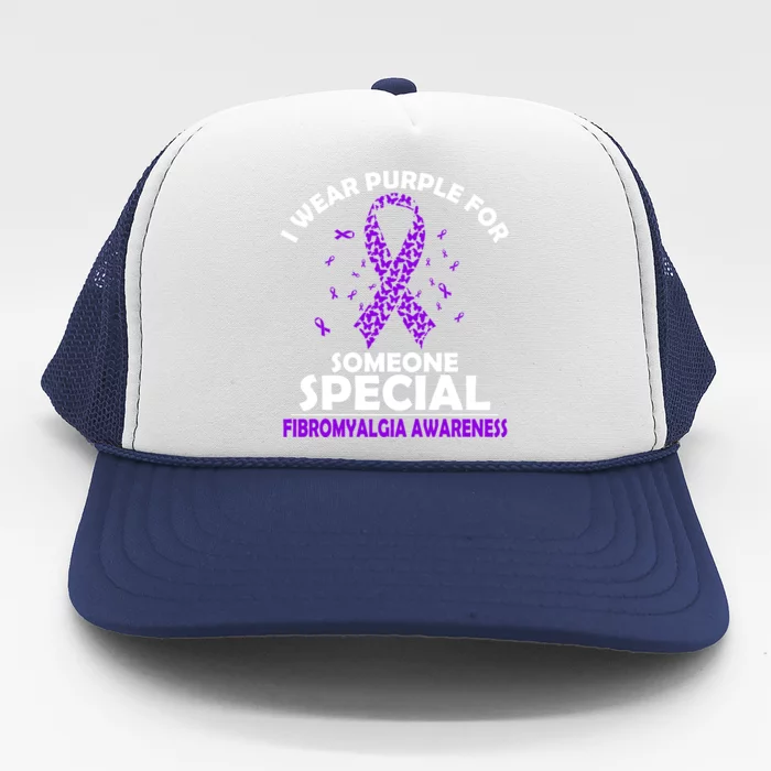 I Wear Purple For Fibromyalgia Awareness Costume Ribbon Great Gift Trucker Hat