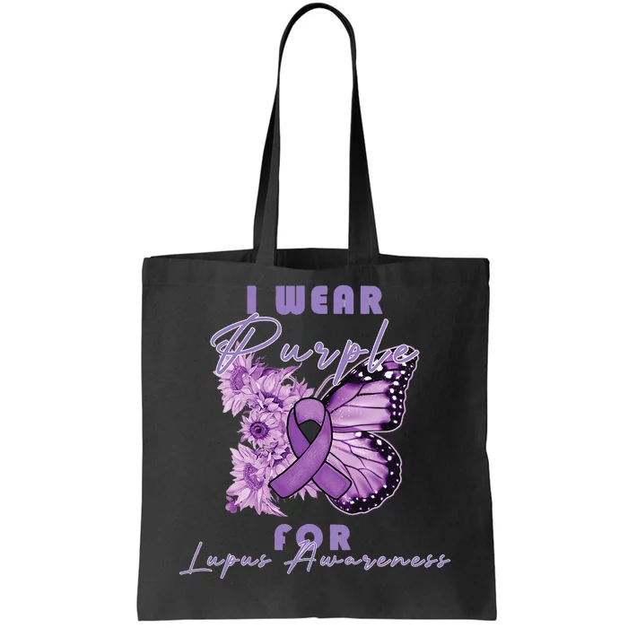 I Wear Purple For Lupus Awareness Butterfly May Month Tote Bag