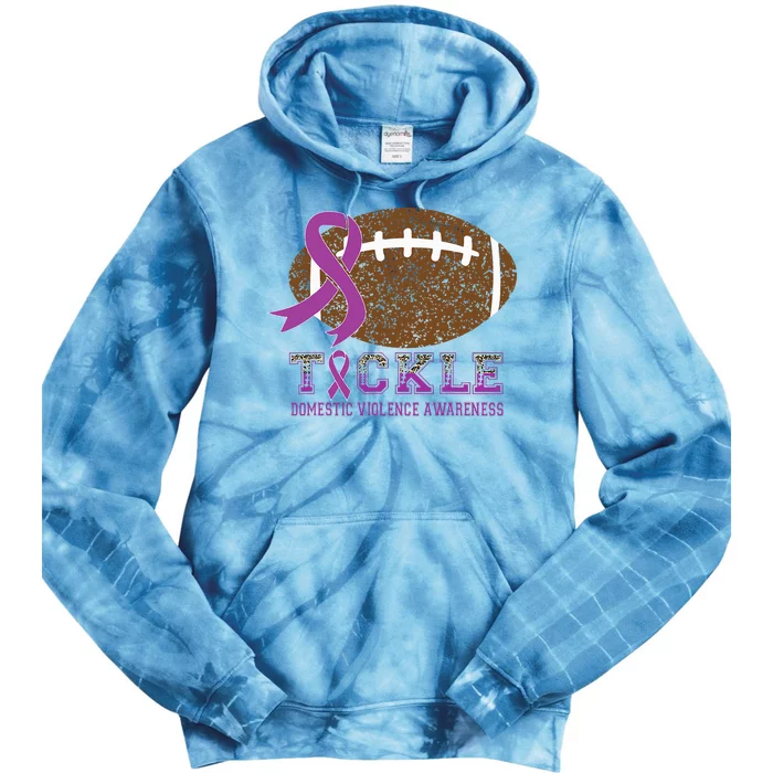 I Wear Purple For Domestic Violence Awareness Purple Ribbon Tie Dye Hoodie