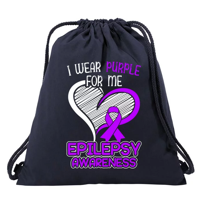 I Wear Purple For Me Epileptic Seizure Epilepsy Awareness Gift Drawstring Bag