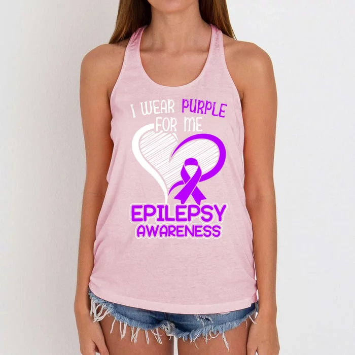 I Wear Purple For Me Epileptic Seizure Epilepsy Awareness Gift Women's Knotted Racerback Tank