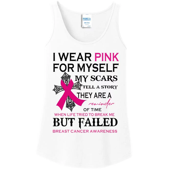 I Wear Pink For Myself My Scars Tell A Story Ladies Essential Tank