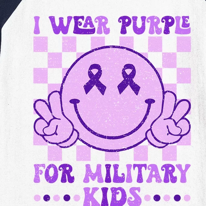 I Wear Purple For Military K.Ids Month Of The Military Child Baseball Sleeve Shirt