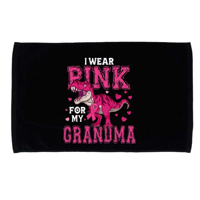 I Wear P.I.N.K For My Grandma Dinosaur Breast Cancer Awareness Microfiber Hand Towel