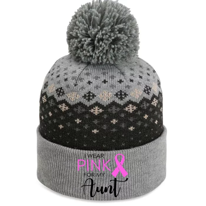 I Wear Pink For My Aunt Breast Cancer Awareness The Baniff Cuffed Pom Beanie