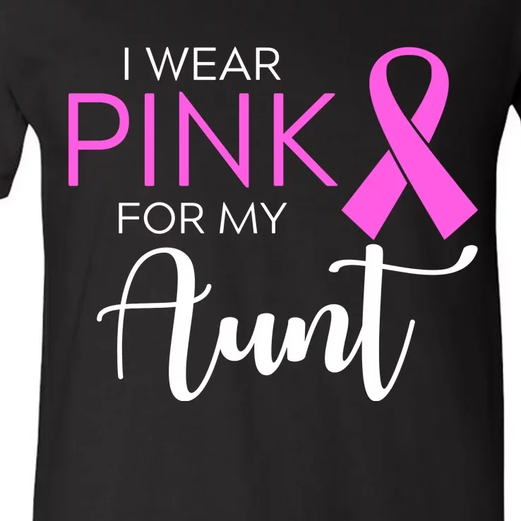 I Wear Pink For My Aunt Breast Cancer Awareness V-Neck T-Shirt