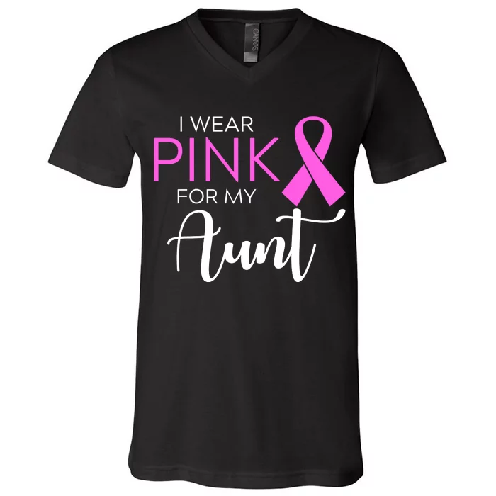 I Wear Pink For My Aunt Breast Cancer Awareness V-Neck T-Shirt