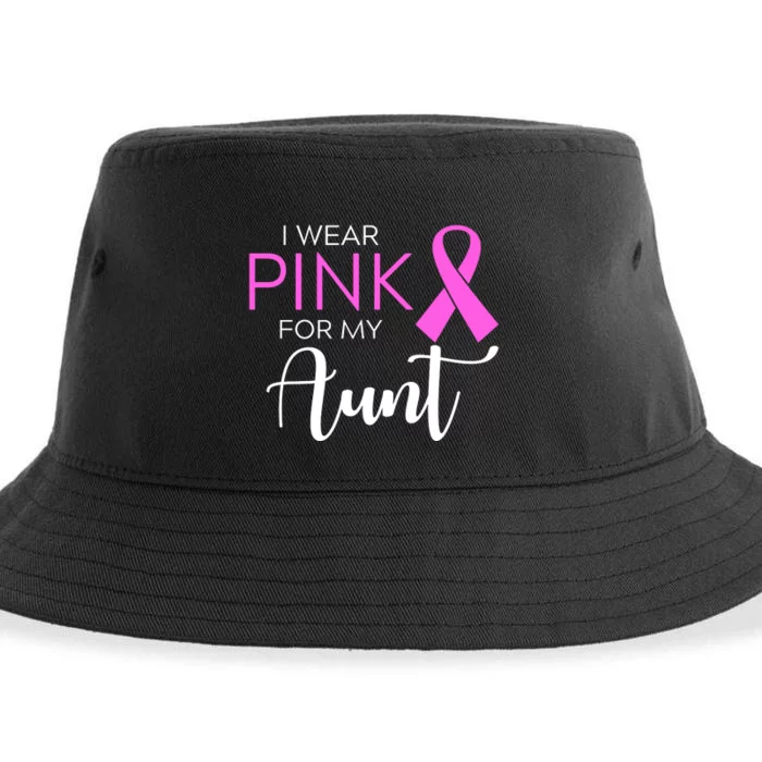 I Wear Pink For My Aunt Breast Cancer Awareness Sustainable Bucket Hat