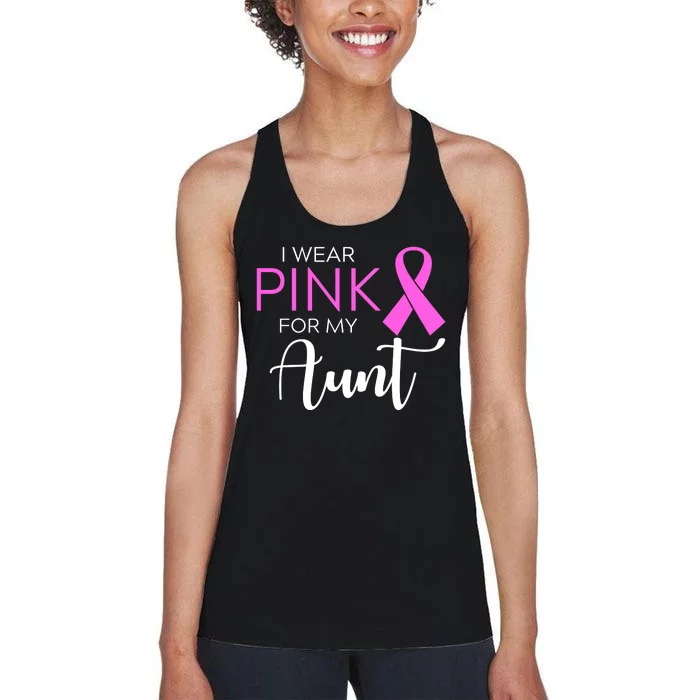 I Wear Pink For My Aunt Breast Cancer Awareness Women's Racerback Tank