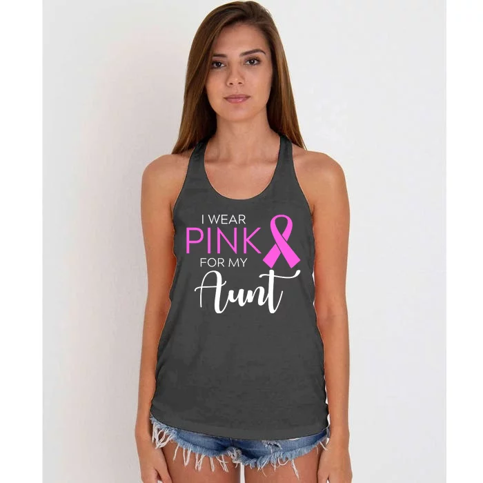 I Wear Pink For My Aunt Breast Cancer Awareness Women's Knotted Racerback Tank