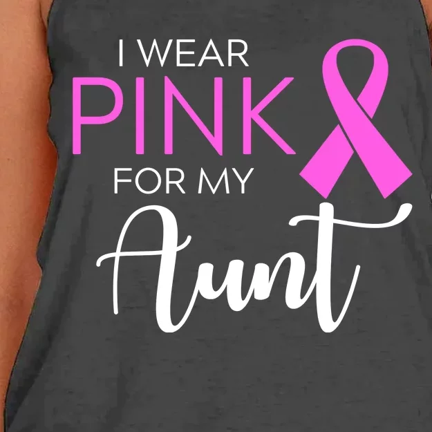 I Wear Pink For My Aunt Breast Cancer Awareness Women's Knotted Racerback Tank