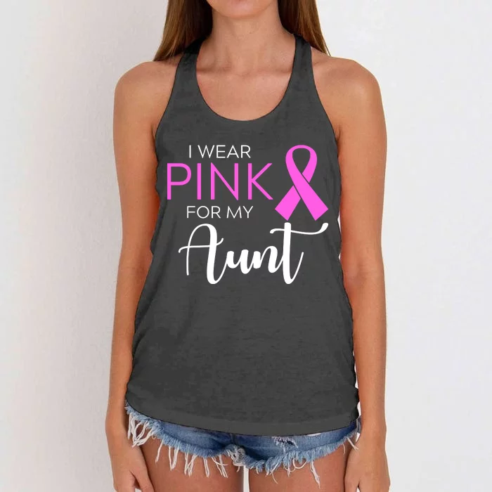 I Wear Pink For My Aunt Breast Cancer Awareness Women's Knotted Racerback Tank