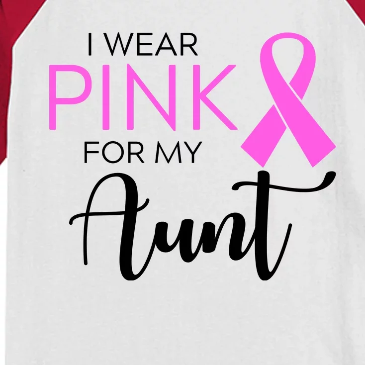 I Wear Pink For My Aunt Breast Cancer Awareness Kids Colorblock Raglan Jersey