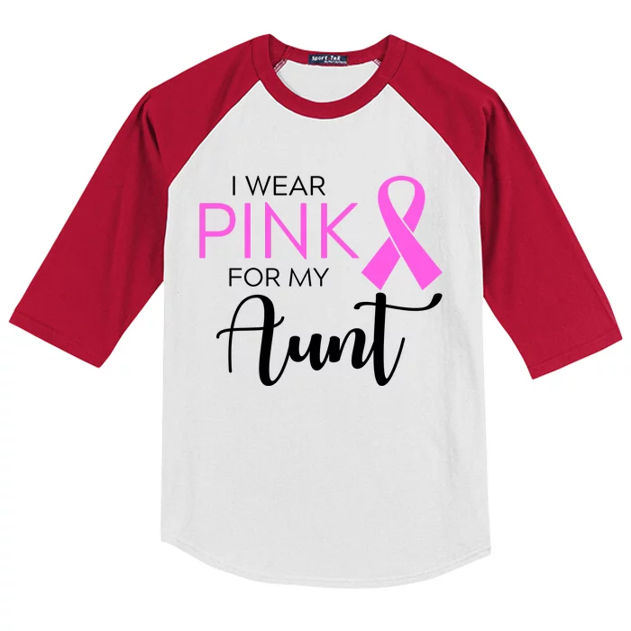 I Wear Pink For My Aunt Breast Cancer Awareness Kids Colorblock Raglan Jersey