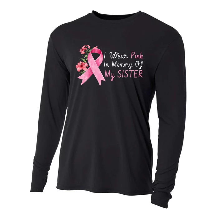 I Wear Pink In Memory Of My Sister Breast Cancer Awareness Cooling Performance Long Sleeve Crew