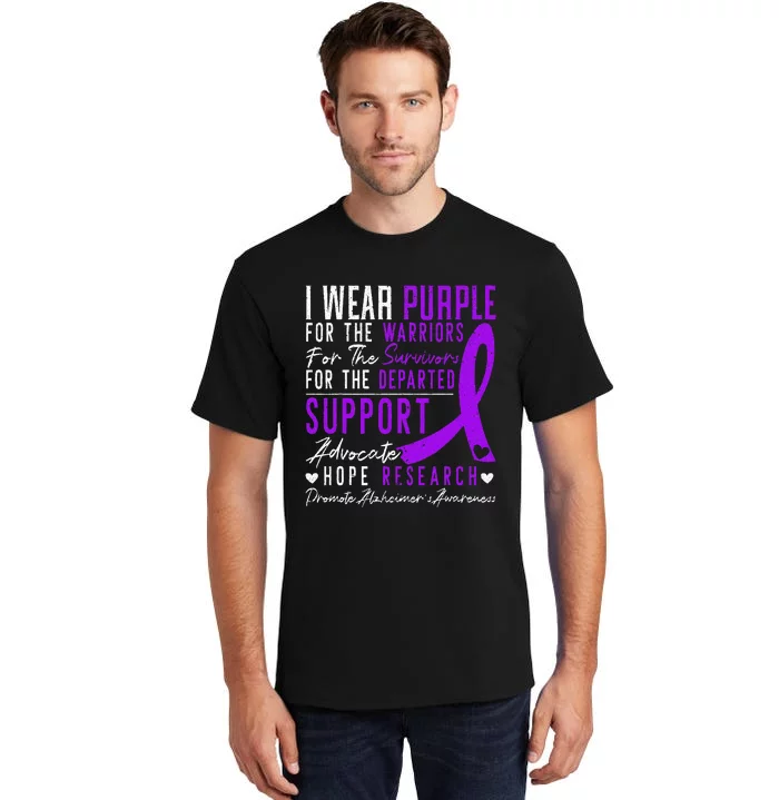 I Wear Purple Alzheimers Awareness Dementia Disease Tall T-Shirt