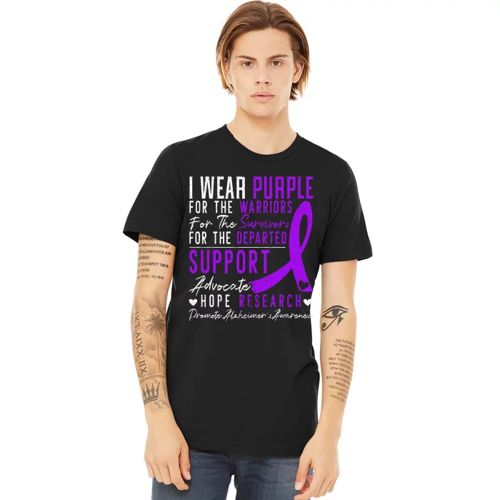 I Wear Purple Alzheimers Awareness Dementia Disease Premium T-Shirt