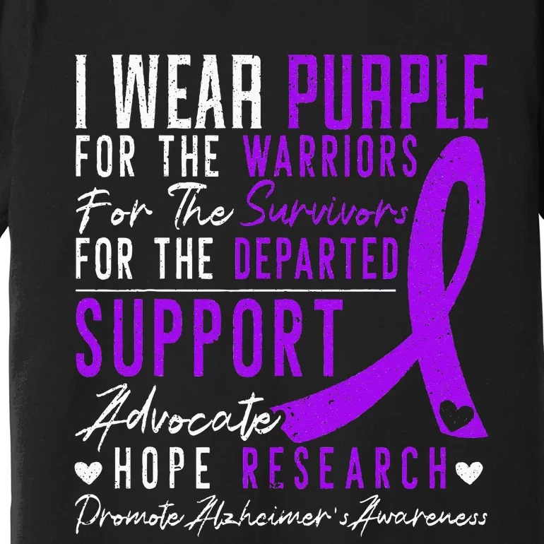 I Wear Purple Alzheimers Awareness Dementia Disease Premium T-Shirt